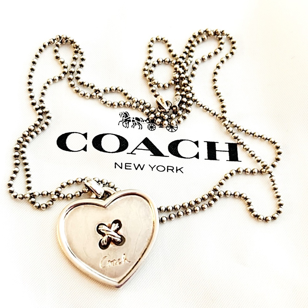 💰SOLD💰RARE Coach 925 Sterling Silver Heart Necklace - Picture 1 of 11